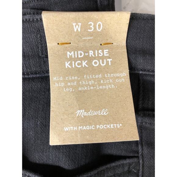 Madewell Kick Out Jeans Mid Rise Flare Leg Ankle Length Black  NWT 30 - Picture 6 of 11